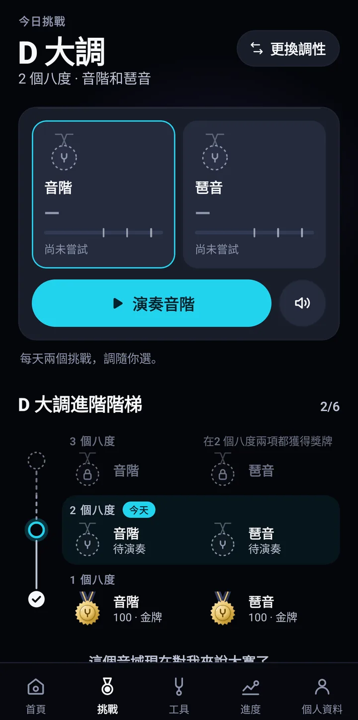每日挑戰:音階與琶音,贏取獎牌
